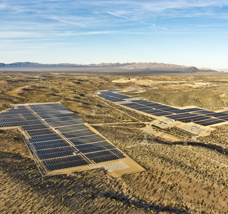 An aerial image of the solar power plant Sage located in Rich County, Utah in the United States.