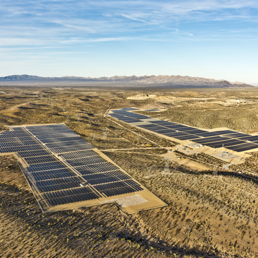 An aerial image of the solar power plant Sage located in Rich County, Utah in the United States.